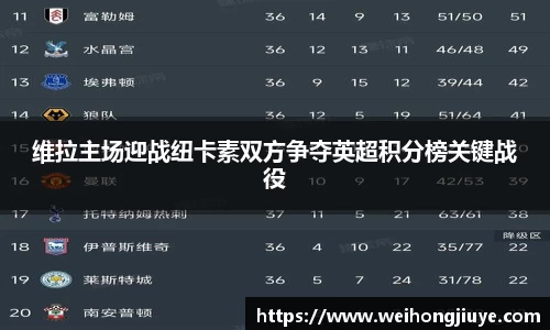 维拉主场迎战纽卡素双方争夺英超积分榜关键战役